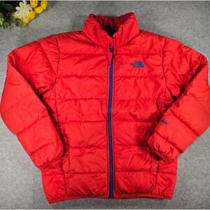 The North Face Puffer Jacket Boys Medium 10/12 Orange 550 Down Insulated Coat